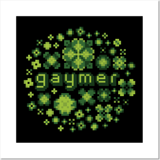 Flowery Gaymer [retro green] Posters and Art